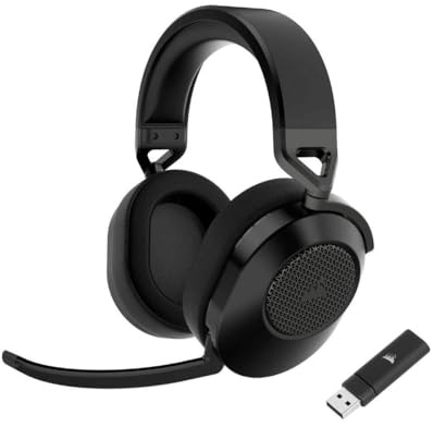 Corsair HS65 - Cuffie da gioco wireless a bassa latenza 2,4 GHz o Bluetooth, Dolby Audio surround 7.1, peso leggero, tasti accessibili, carbonio (ricondizionato)