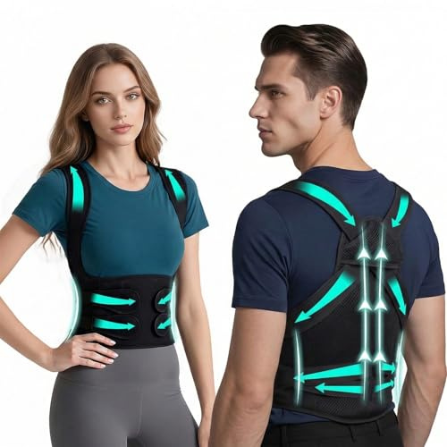 Aribliseza Entrenador de Espalda, 1 Unidad de Cinturón de Soporte Lumbar Negro para Corrección de Postura, Corrector de Postura Ajustable para Mujeres y Hombres, Reducción del Dolor en Espalda y
