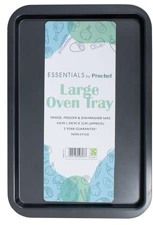 Prochef Essentials - Teglia da forno grande, antiaderente, facile da pulire, 43 x 29 x 2 cm, marrone