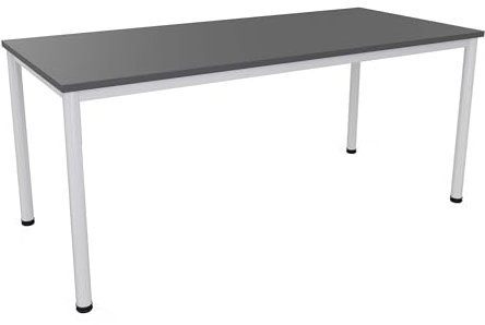 Schreibtisch in verschiedenen Größen und Farben, Konferenztisch graues Metallgestell, Stabiler Besprechungstisch Arbeitstisch, Bürotisch hauseigene Fertigung (B: 180 cm x T: 80 cm, Anthrazit)