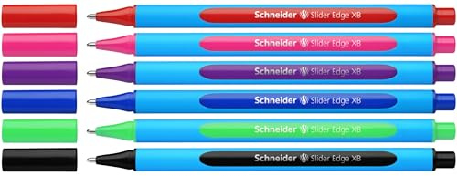 Schneider writing instruments ballpoint pen Slider Edge, cap model, XB, assorted, case of 6 colors, pack of 6