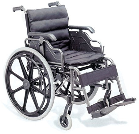 Gima Deluxe Fauteuil roulant, de haute qualité - Avec tissu noir et assise de 46 cm