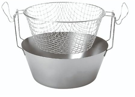 Artame ART23226 – Friteuse inox traditionnelle dite friteuse du Nord fond thermique et panier acier étamé - Ø 26cm, 3.6l