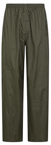 Mountain Warehouse Pakka Mens Waterproof Rain Overtrousers - Packable & Quick Dry Pants with Taped Seams & Adjustable Ankle Opening - Spring Summer, Outdoors Khaki XL