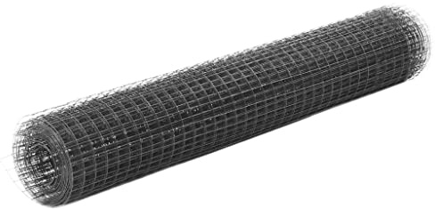 vidaXL Hönsnät stål med PVC-beläggning 10x1 m grå