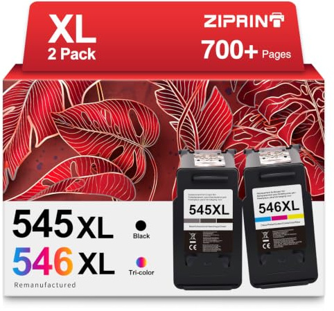 ZIPRINT 545 XL 546 XL Cartuchos de Tinta Compatible para Canon PG-545XL CL-546XL Cartucho para Canon Pixma MG2450 MG2550 MG2950 TS3150 TS3151 TS3350 TR4550 TR4551 MX495 (Negro y Color,2-Pack)