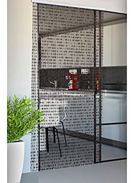 BIANCHERIAWEB Insektenschutzvorhang Fliegenvorhang Türvorhang Fliegenvorhang Farbe Braun Größe 140 x 230 cm 80 Stränge Perlenvorhang Fenstervorhang Türvorhang Schiebevorhang mit PVC-Halterung