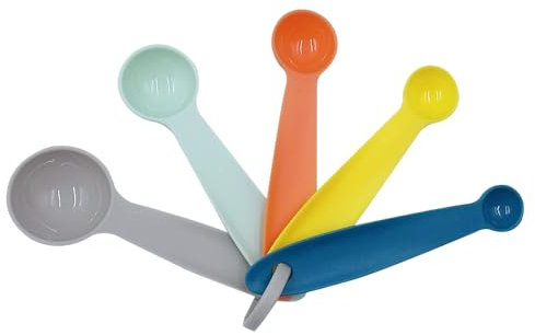 XINGSUI Set cucchiaini dosatoro, 5 cucchiai dosatori colorati con diverse capacità, cucchiai dosatori in plastica per strumenti dosatori per liquidi e polveri