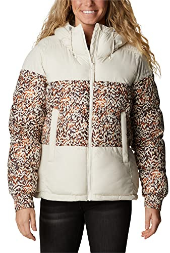 Columbia Pike Lake 2 Hooded Insulated Jacket, Chaqueta Acolchada Con Capucha para Mujer, Chalk/Warm Copper Terrain Print, Talla M