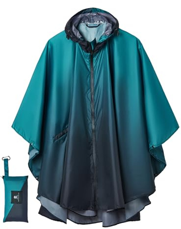 SaphiRose Adult Rain Poncho Waterproof Hooded Zipper Raincoat with Pockets