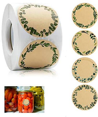 500 Stück Kraftpapier Aufkleber, 5cm Aufkleber Etiketten Rund Selbstklebend Aufkleber Rund für Marmeladen gläsergewürz, Backen, Geschenktüten, Flaschen Marmeladen Etiketten, Küche Umschlag, Hochzeit