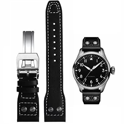 HEYOZURY Watch Bands for IWC 20mm 22mm Genuine Leather Watch Band IWC, Premium Soft Leather Replacement Strap Original Bracelet for IWC Pilot Series, 22mm