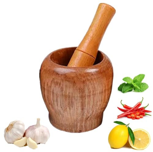 Set di pestello e mortaio, Aglio Erbe Spezie Chicchi di Caffè Miscelazione Grinder Crusher, Legno Manuale Aglio Masher, Frantoio Aglio, Frantoio Zenzero, Masher Tritare Cucina Martellante Strumento