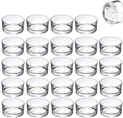 Teelichtgläser Set,24 Pack Glas Teelichtgläser,Glass Tealight Candle,Windlicht Glas Teelichthalter,Votivkerzenhalter,Kleiner Kerzenhalter Teelicht für Abendessen Partyzubehör Hochzeit Tischdeko