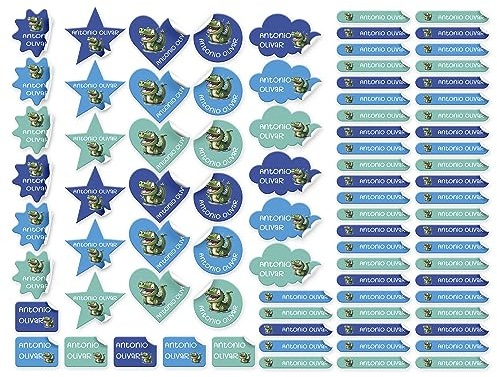85 Pegatinas Nombre para Material Escolar en Vinilo para Lápices, Agenda, Libros, Bolis y Libretas en distintos Colores y Formas |Etiquetas Adhesivas Personalizadas Colegio (Modelo 7)