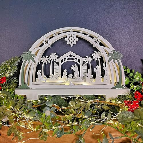Samuel ALEXANDER 20cm Battery Operated Warm White LED Wooden Arch Nativity Scene Christmas Decoration