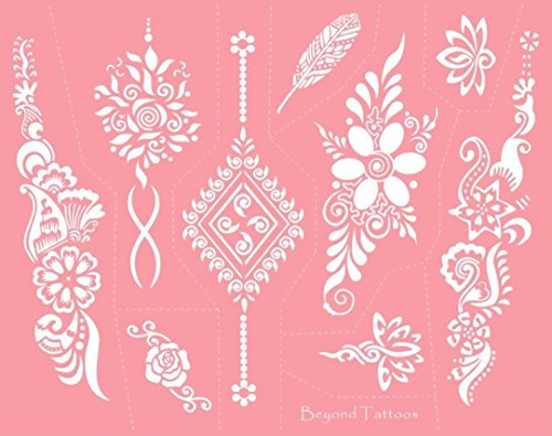 BeyondTattoos Fiori mandala fiori di loto tatuaggio stencil modello di tatuaggio per dita mani e corpo pittura MS-02