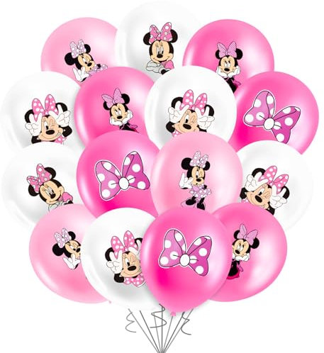 MN 30PCS Geburtstagsdeko Minnie, Minnie Latex Balloons, Minnie Luftballons Geburtstag, Geburtstagsdeko Mädchen, Minnie Birthday Party Supplies Geburtstagsdeko Mädchen