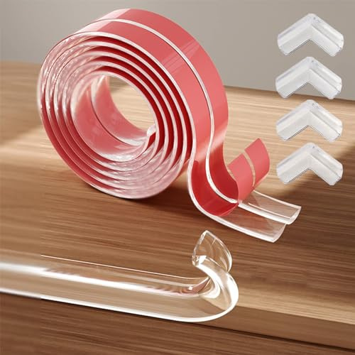 Protezioni per Bordi Trasparenti, Striscia Paraspigolo, Spigolo Anti Collisione, PVC Morbido Paraspigoli Bambini per bordi & Angolari inodore (2 m + 4 Angles de protection)