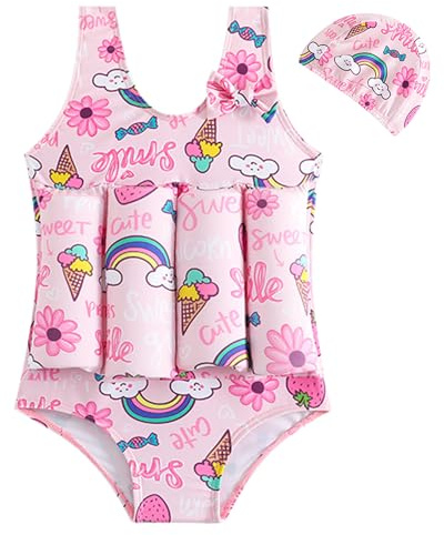Gogokids Kids Swimsuit, One Piece Swimming Costume for Boys Girls 2-6 Years, Toddler Removable Floating Swimwear, Adjustable Bathing Suit