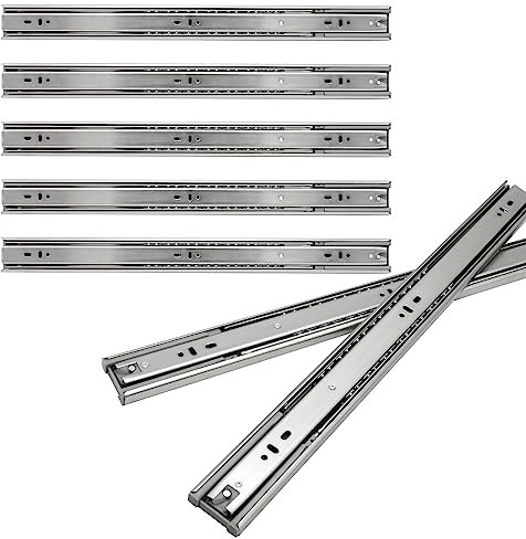Herrselsam Kugelauszug 4 Paar (8 Stück) Schubladenschienen 500 mm Schubladenauszug Schienen für Schubladen Schubladen Schienensystem Dreiteilige Schubladen Hochwertig Leicht anzubringen