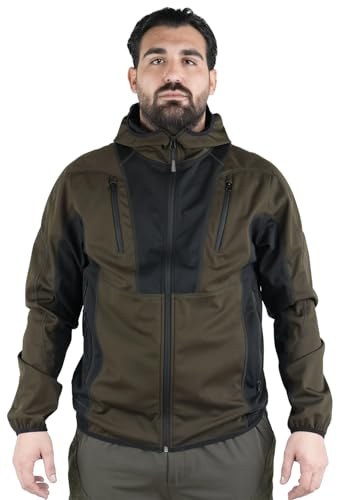 fratelliditalia.org Giacca Giubbino Caccia Tessuto Leggero Microshell Cappuccio con Zip Impermeabile