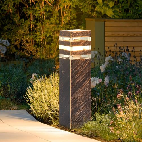 Luces Camino Exteriores E27 Luces Camino Paisaje Exterior Iluminación Pasarela Aluminio Antioxidante Farola Moderna Iluminación Lateral IP65 Impermeable Lámpara Pie Patio Porche Exterior Con Bombillas