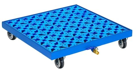 Vasca Contenimento Liquidi, Tanica Cambio Olio, Vaschetta Multiuso in Acciaio Laminato a Freddo con Griglia di Supporto, Valvola a Sfera, Ruota Universale(Blue,65cm/26in)