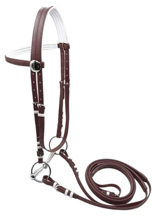 KiBcsLic Cavallo Testiera Redini Set Equestre Flessibile PVC con Bocca Cava Inox Rimovibile vestibilità Regolabile Adatto per Passeggiate Addestramento, Marrone 13.5 Cm