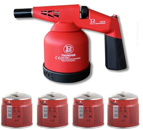 PROWELTEK - Lampada a saldare a gas 1760 W + 4 cartucce a gas Uso a 360 °- Torcia a gas Accensione elettronica a batteria