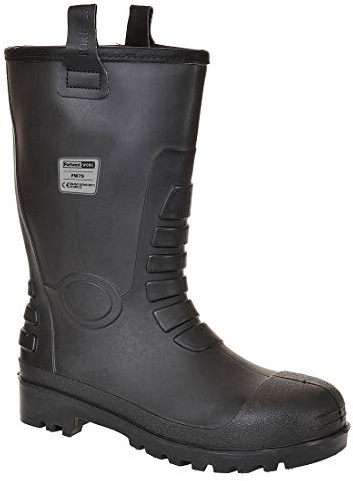 Portwest FW75 Chaussures de Sécurité Homme Bottes Neptune Rigger S5 Imperméables Doublure Fourrure PVC Nitrile Coquille Acier Anti-Perforation Bottes de Pluie Caoutchouc, Noir, 40