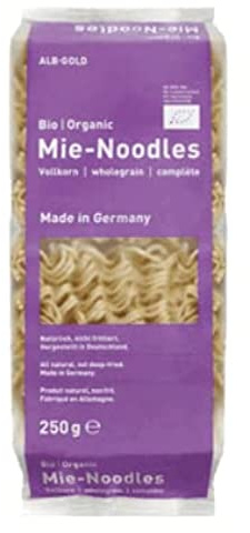 ALB-GOLD Bio Mie-Noodles Vollkorn I Vollkornmehl aus ökologischer Landwirtschaft I 250g Beutel I Hergestellt in Deutschland