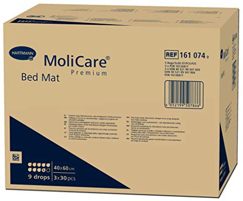 Hartmann MoliCare Premium Bed Mat Bettschutzeinlagen, Saugstärke 9 Tropfen, Größe 40x60cm, 90 Stück