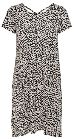 Only Femme Onlbera Back Lace Up S/S Dress JRS Noos Robe, Noir/AOP : Eggnog/Black Leo, S EU