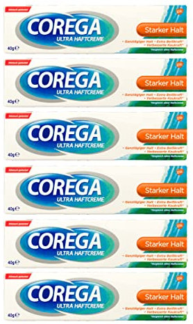 Corega - Crema Adesiva Ultra Resistente, Colla per Protesi Dentali, 40 ml, 6 Pezzi