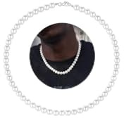 HIPVOPE Collar de Perlas para Hombres - 6/8 mm Perlas de Imitación - 16/18/20/22/24 Longitud - Joyería Blanca