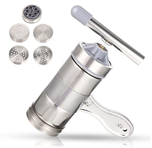 Cabilock Machine à Pâtes Manuelle En Acier Inoxydable 5 Moules Presse à Nouilles Portable Pour Pâtes Maison Outil Cuisine Pour Nouilles Fraîches Amateurs Cuisine