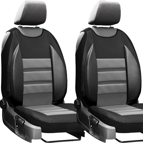 moto-MOLTICO Autositzbezüge – Autositzschoner Universalgröße - Sitzauflage Auto - Ökologisches Leder - Sitzbezug Vordersitze - Matte für Sitze - Schonbezug Autositz Vorne - Schwarz