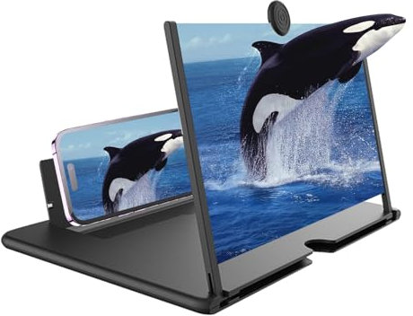 14 Inch Phone Screen Magnifier,HD Mobile Phone Amplifier with Foldable Stand Holder 3D HD Movie Screen Magnifying Design Screen Amplifier with Pull Design for All Smartphone