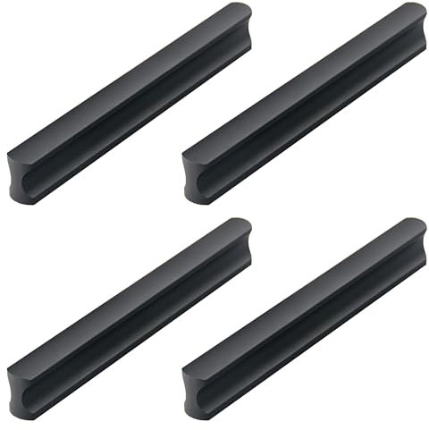 FUYIOCN Griffe für Küchenschränke, 4 Stück Möbelgriffe mit Lochabstand von 96mm, Schrankgriffe Schwarz für Küchenschränke, Schubladengriffe und Installationszubehör