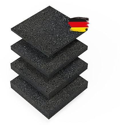 BAUHELD® Terrassenpads 90x90x 6mm [55 Stück] Stabile Bautenschutz-Matte aus Gummi-Granulat [Made in Germany] Als Unterleg-Platten für Terrassen-Fliesen, WPC Terrassen-Dielen, Stelzlager, Balkon