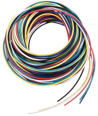 QUARKZMAN 28 Calibre PVC Cable de Conexión Flexible 3 metros 28AWG Alambre Eléctrico Flexible UL1007 de Cobre Estañado Trenzado de 6 Colores 1.5mm Diámetro