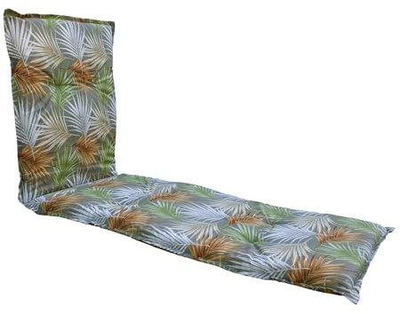 Spetebo Sonnenliegen Polsterauflage 190 x 60 cm - Palmenblätter - Universal Kissen für Gartenliegen - Liegestuhl Polster Deckchair Auflage Liegekissen Liegenauflage