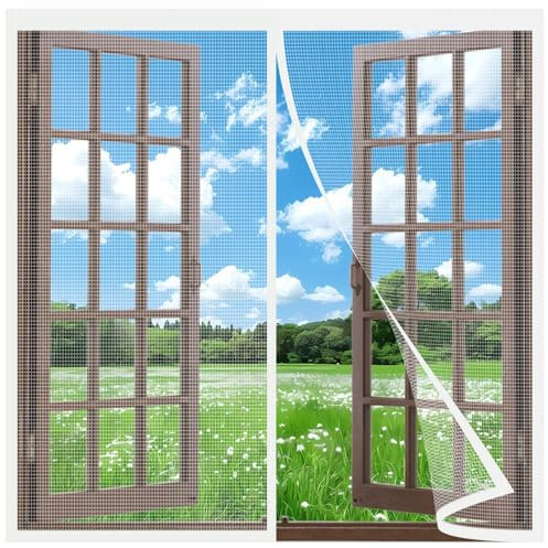 SelfAdhesive Insect Screen Roller Blind 150x230cm net Comfort Open,Close Fly Screen Windows to Open & Close - Keep Bugs Out & Lets Fresh Air in Top-to-Bottom Seal Snaps White
