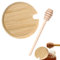 Honey Drizzler and Lid Set, Wooden Honey Dipper and Pot Cover Beechwood Drizzler with Multi-Functional Bamboo Lid for Jar Tea Coffee Baking Easy Honey Dispensing Storage (Fit 3-3.5 in Jar Mouth)