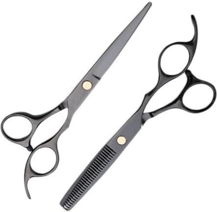 TOVINANNA 2pezzi Forbici Da Parrucchiere Professionali Per Taglio e Acconciatura Forbice Dritta e Forbice Dentata Strumenti Per Home Salone Nero Per Famiglie e Barber Shop