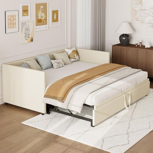 FOERPL Divano Letto 90/180 x 200, 3 in 1 divani convertibile con letto estraibile, singolo matrimoniale letti velluto, Letto divano allungabile con rete a doghe(Senza Materasso)