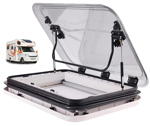 Naturalpowev Lucernario per Camper con LED, lucernario di Ricambio per finestre con Lampada, per Camper, roulotte, Supporta spessori del Tetto da 25 a 60 mm,50 * 50cm