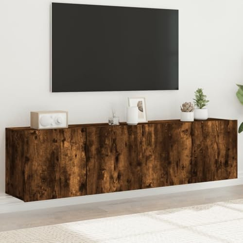 Boltkex TV-väggskåp, 2 stycken rökek av trämaterial 80 x 30 x 41 cm, mediemöbler med lagringsutrymme för mottagare, spelkonsol, högtalare, vardagsrum och hemmabio