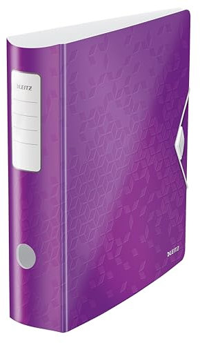 Leitz Qualitäts-Ordner 180° Active WOW, A4, Breit, Abgerundeter Rücken, 8,2 cm breit, Gummibandverschluss, Leichtes Polyfoam, Plastik-Ordner, WOW Serie, Violett, 11060062